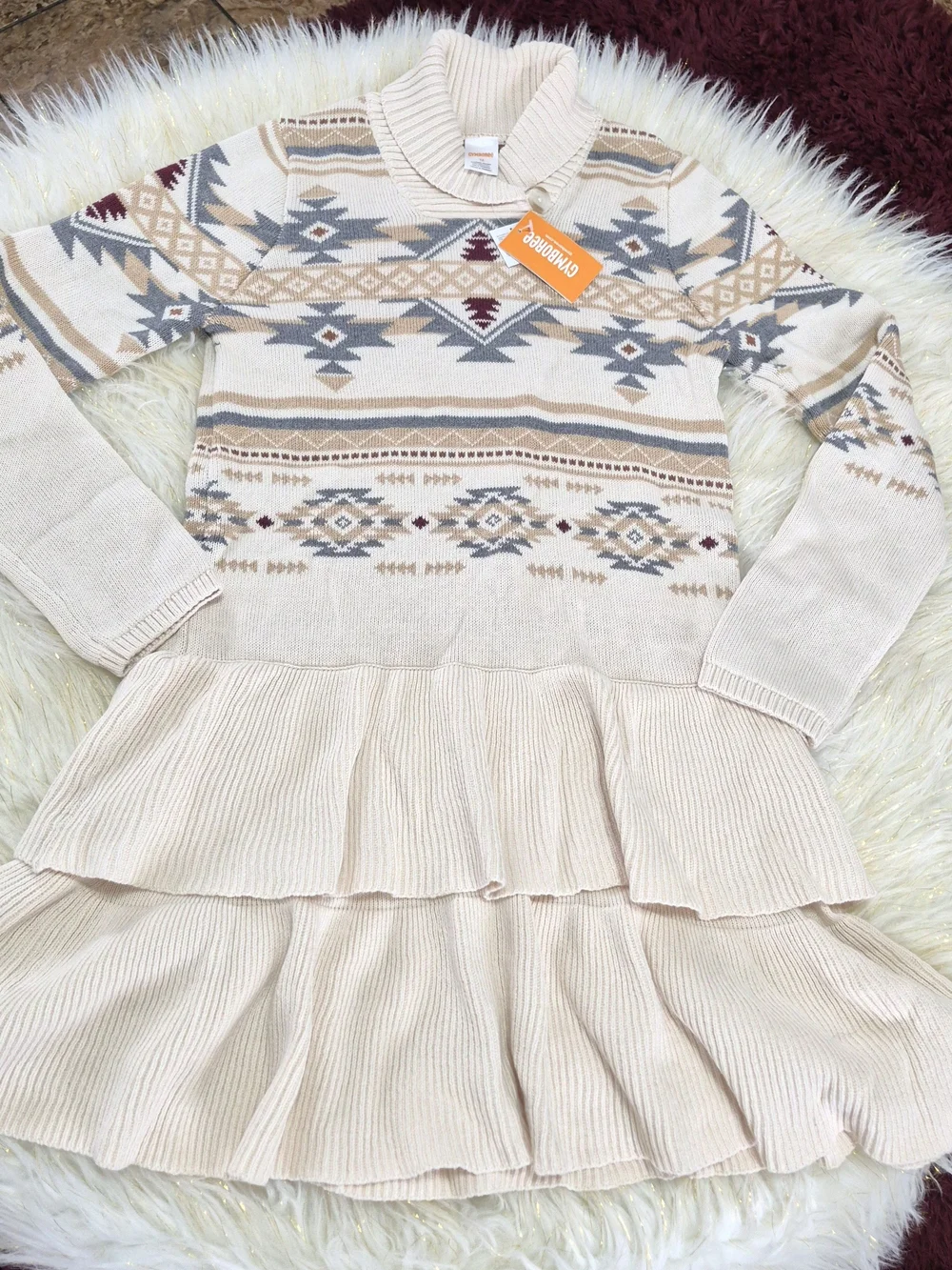 NWT Gymboree Cream Rustic Knit Dress Southwestern Accents Size 12